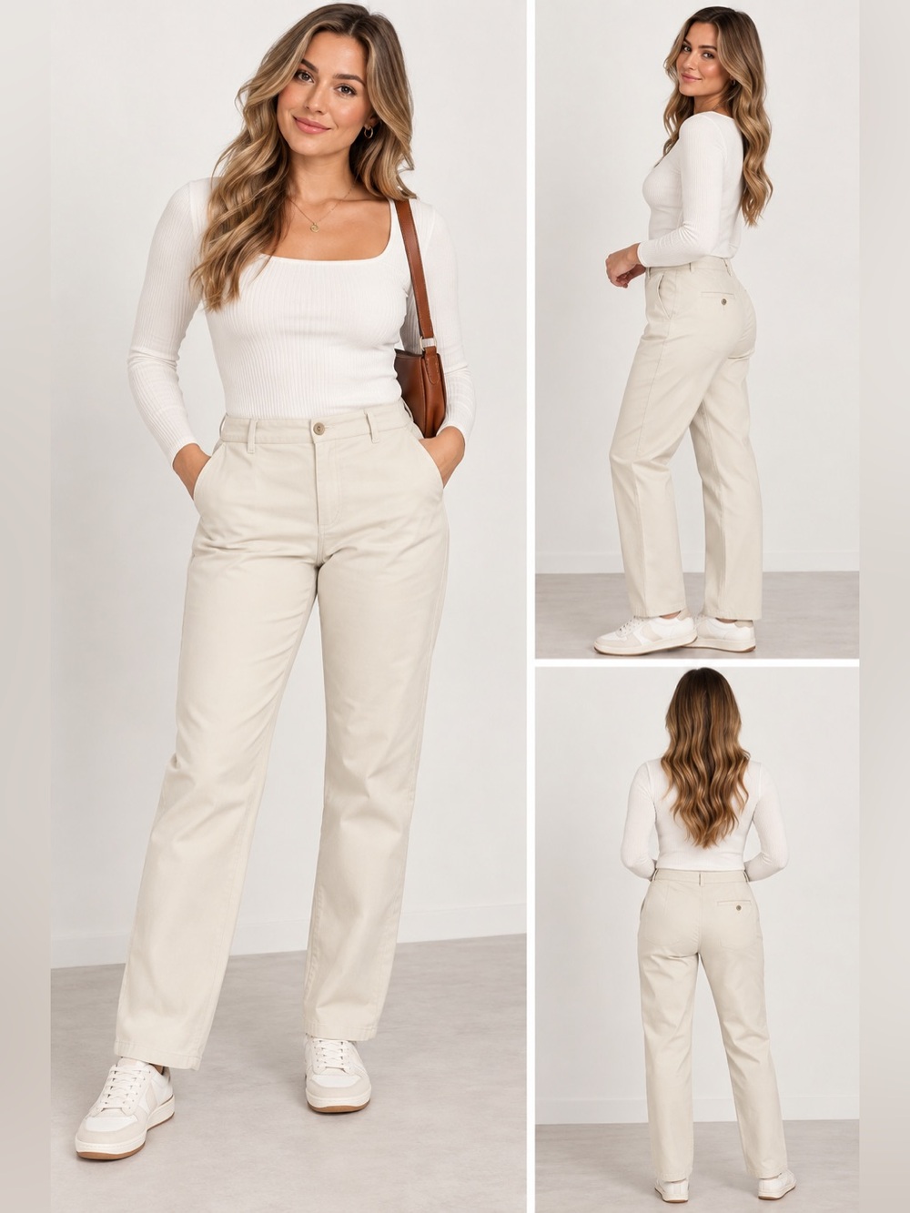 L.L.Bean Women’s Classic Fit Cream Pants Size 6